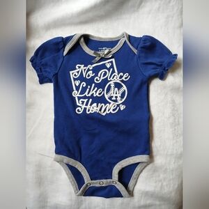 LA Dodgers Baby Bodysuit "No Place Like Home" Blue White Sparkle Size 0-3 Months